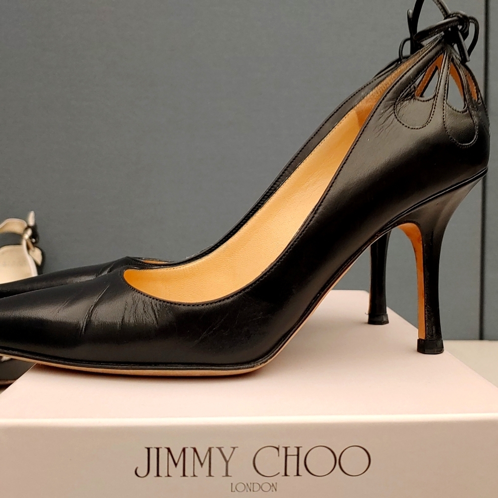 Jimmy Choo Size 5.5M Black Leather Heels